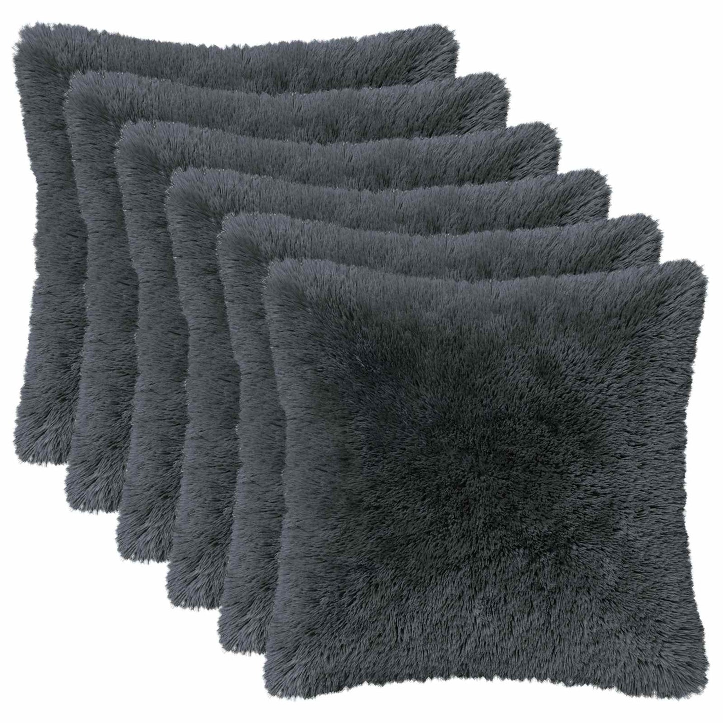 Pudebetræk 6 pcs HEERLEN Antracit 45 x 45 cm PV Fleece