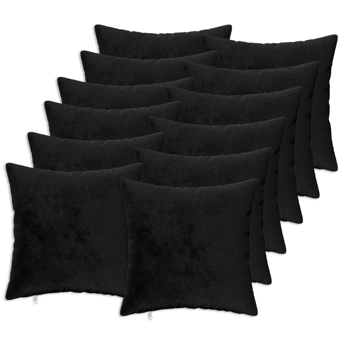 Pudebetræk 12 stk. HEERLEN Sort 45 x 45 cm Flannel