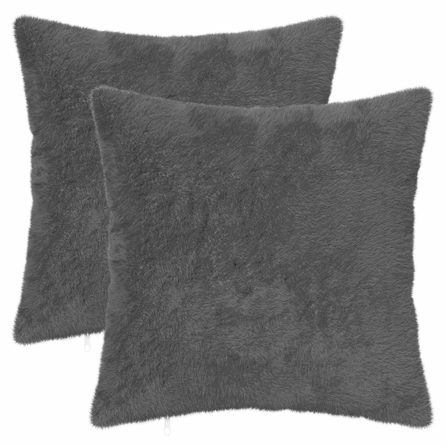 Pudebetræk 2 stk. HEERLEN Mørkegrå 45 x 45 cm Faux Kanin Pels