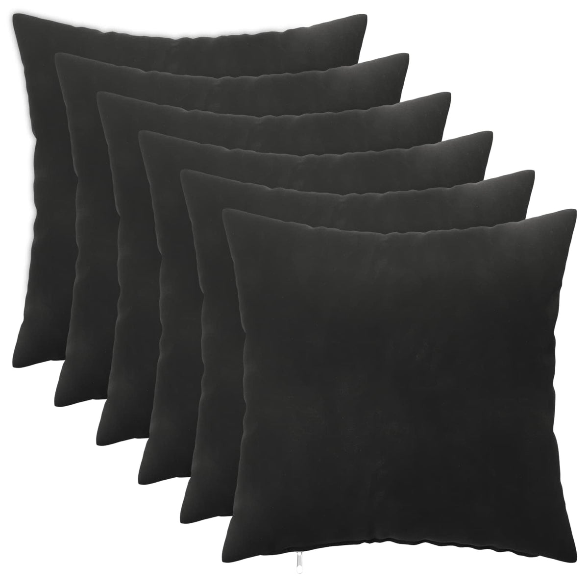 Pudebetræk 6 pcs HEERLEN Sort 50 x 50 cm Fløjl