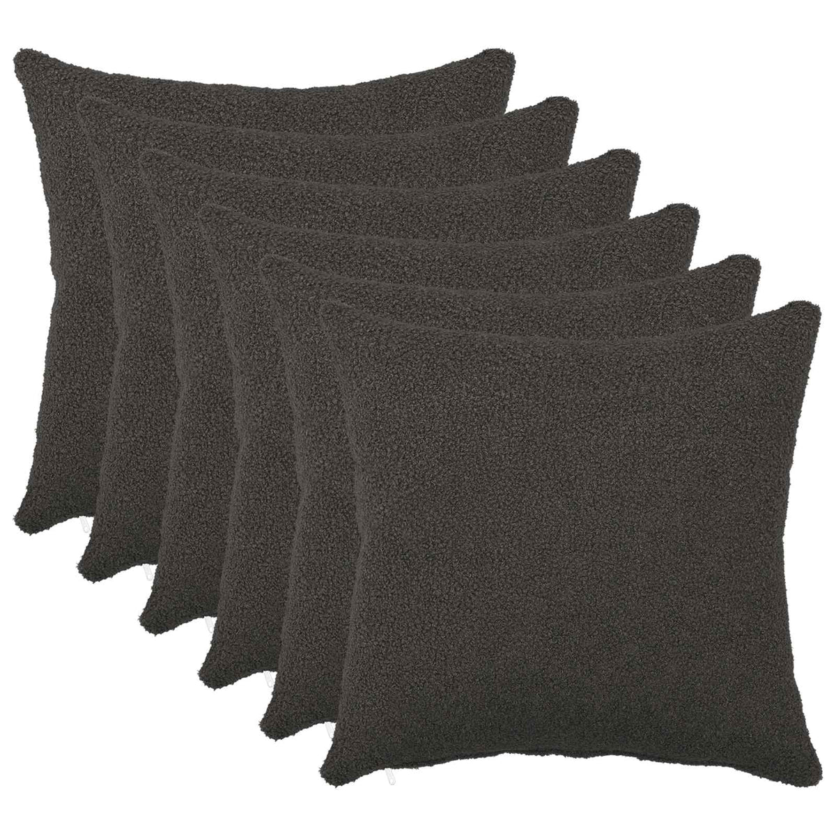 Pudebetræk 6 pcs HEERLEN Mørkegrå 50 x 50 cm Bouclé