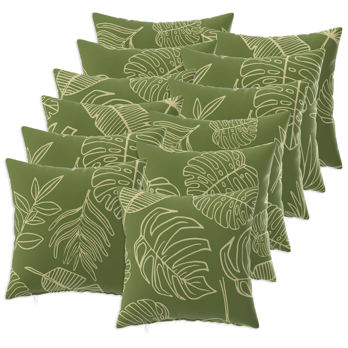Pudebetræk 12 pcs HEERLEN Bladdesign 50 x 50 cm Polyester