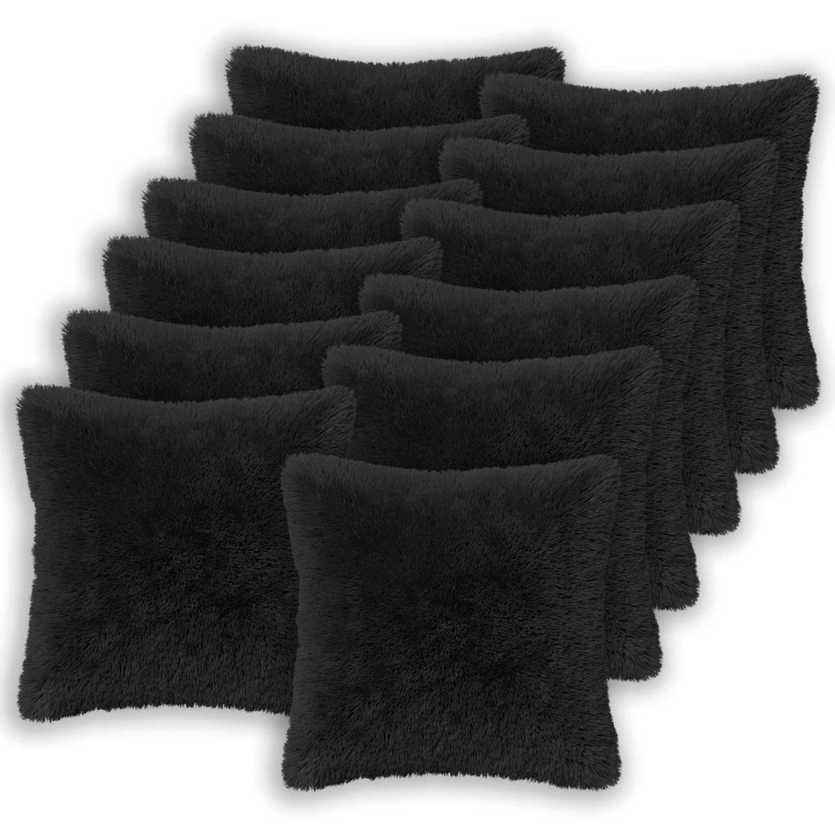 Pudebetræk 12 pcs HEERLEN Sort 50 x 50 cm PV Fleece