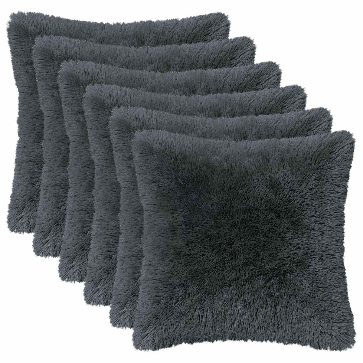 Pudebetræk 6 pcs HEERLEN Antracit 50 x 50 cm PV Fleece