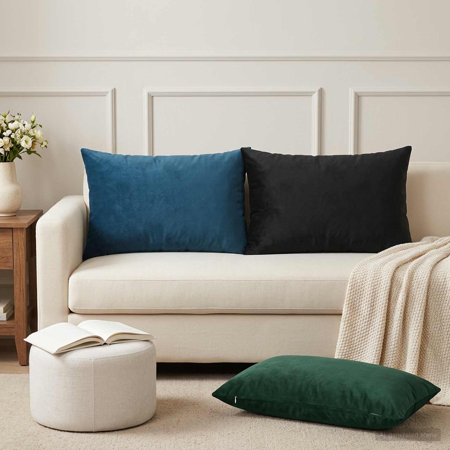 Pudebetræk 6 pcs HEERLEN Mørkegrøn 50 x 70 cm Fløjl