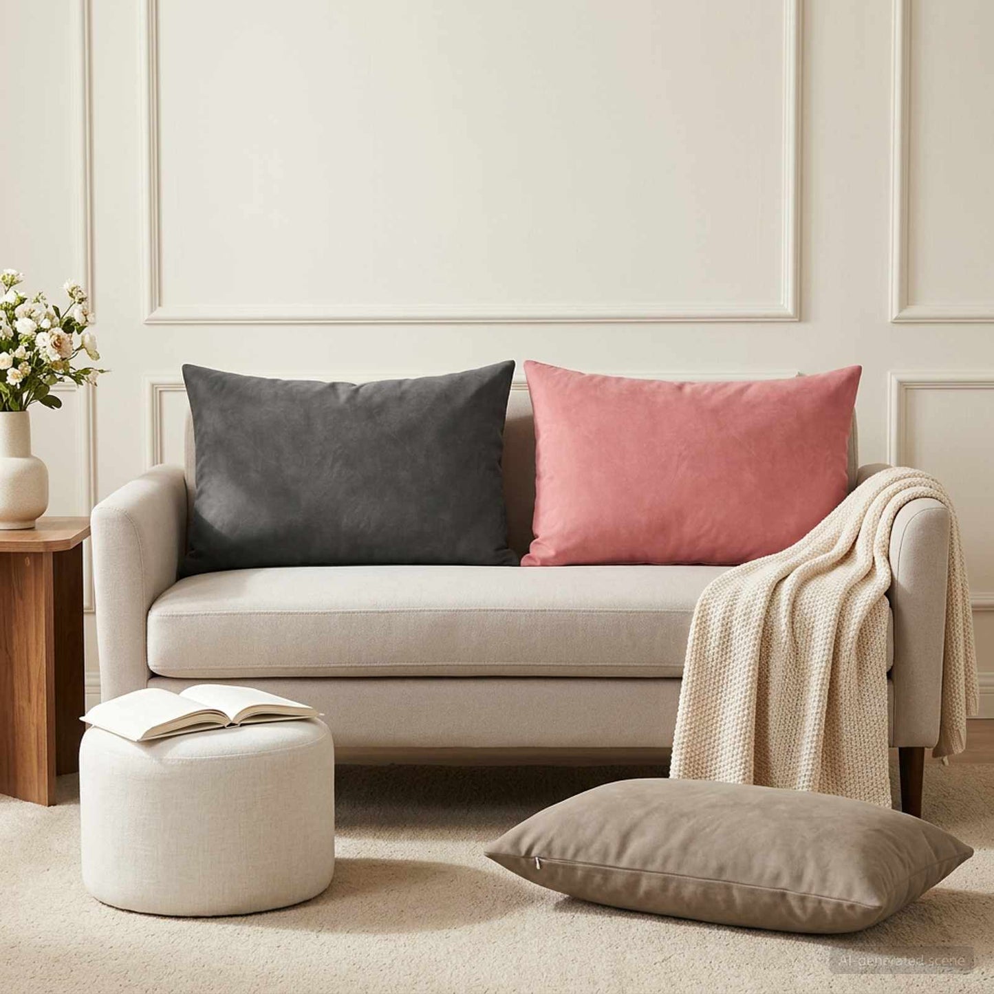 Pudebetræk 6 pcs HEERLEN Mørkegrå 50 x 70 cm Fløjl