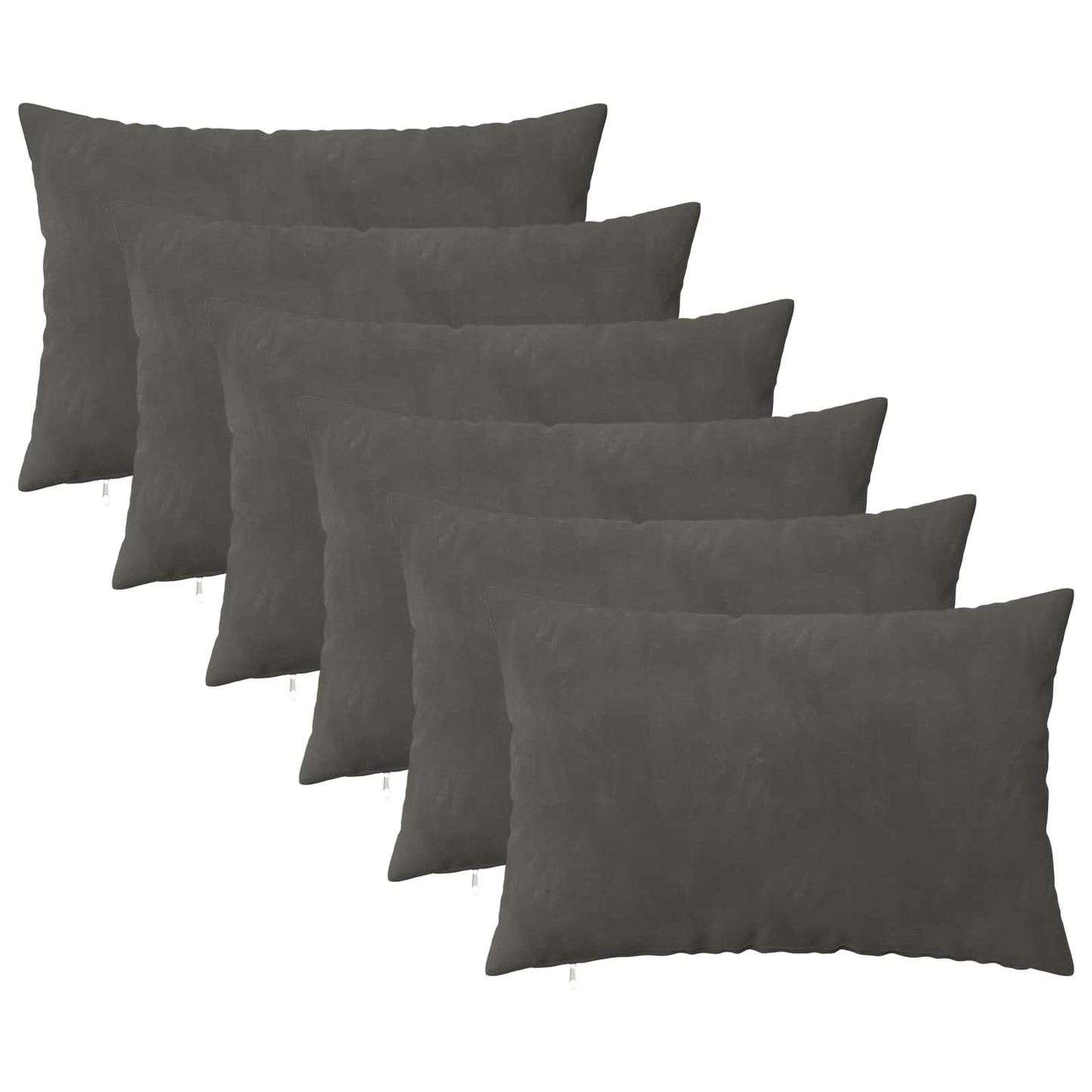 Pudebetræk 6 pcs HEERLEN Mørkegrå 50 x 75 cm Fløjl