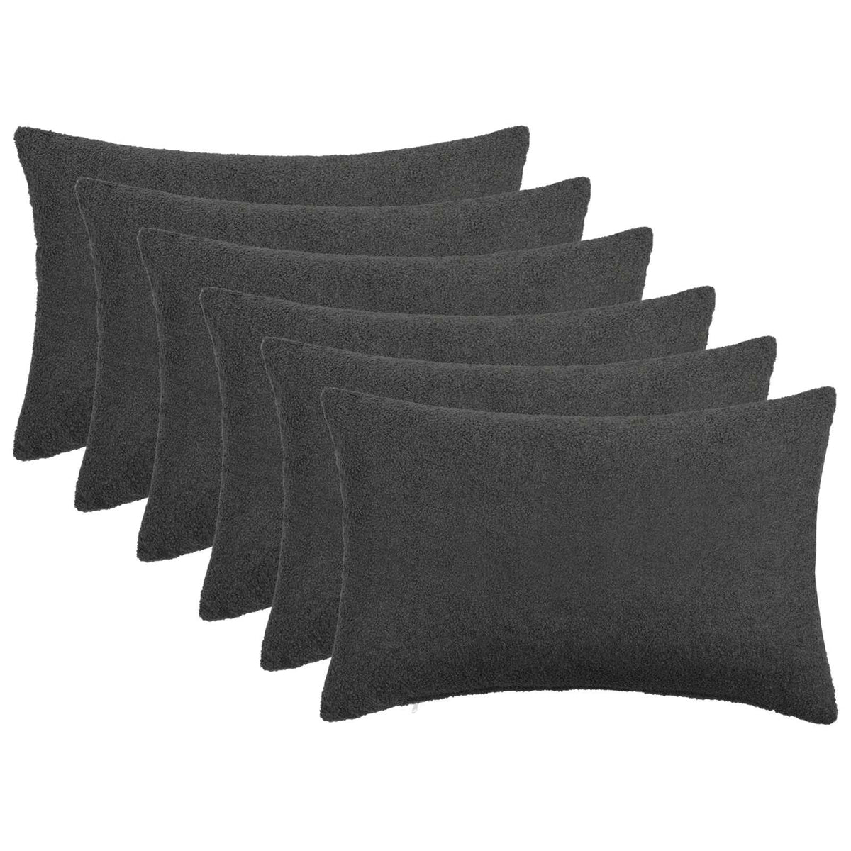 Pudebetræk 6 pcs HEERLEN Mørkegrå 50 x 75 cm Bouclé