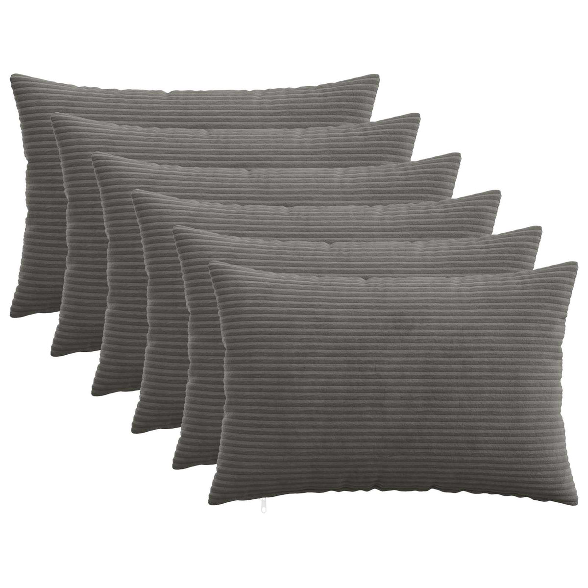 Pudebetræk 6 pcs HEERLEN Mørkegrå 50 x 80 cm cordfløjl