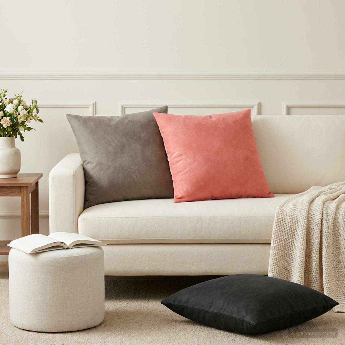 Pudebetræk 6 pcs HEERLEN Lysegrå 55 x 55 cm Fløjl