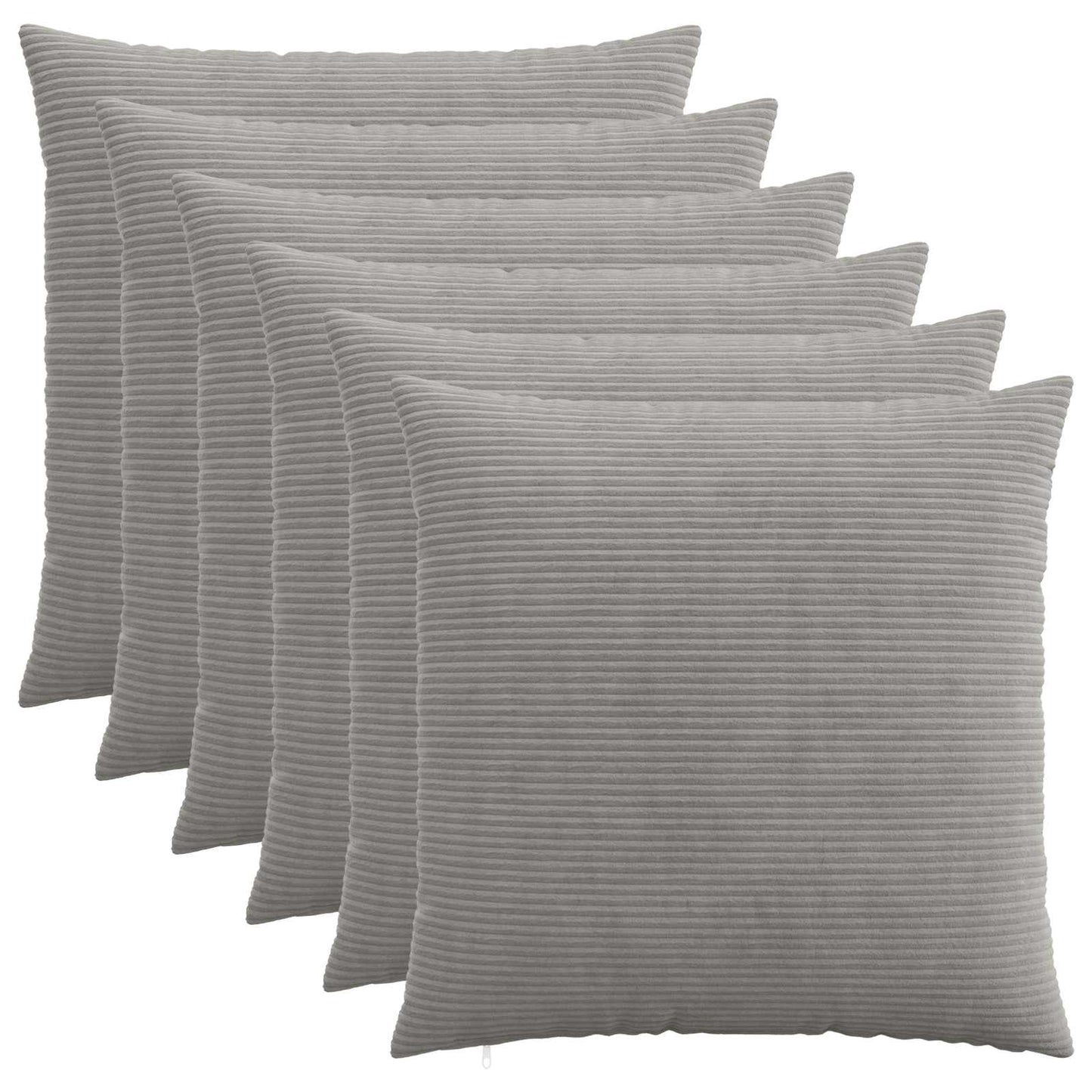 Pudebetræk 6 pcs HEERLEN Lysegrå 55 x 55 cm cordfløjl