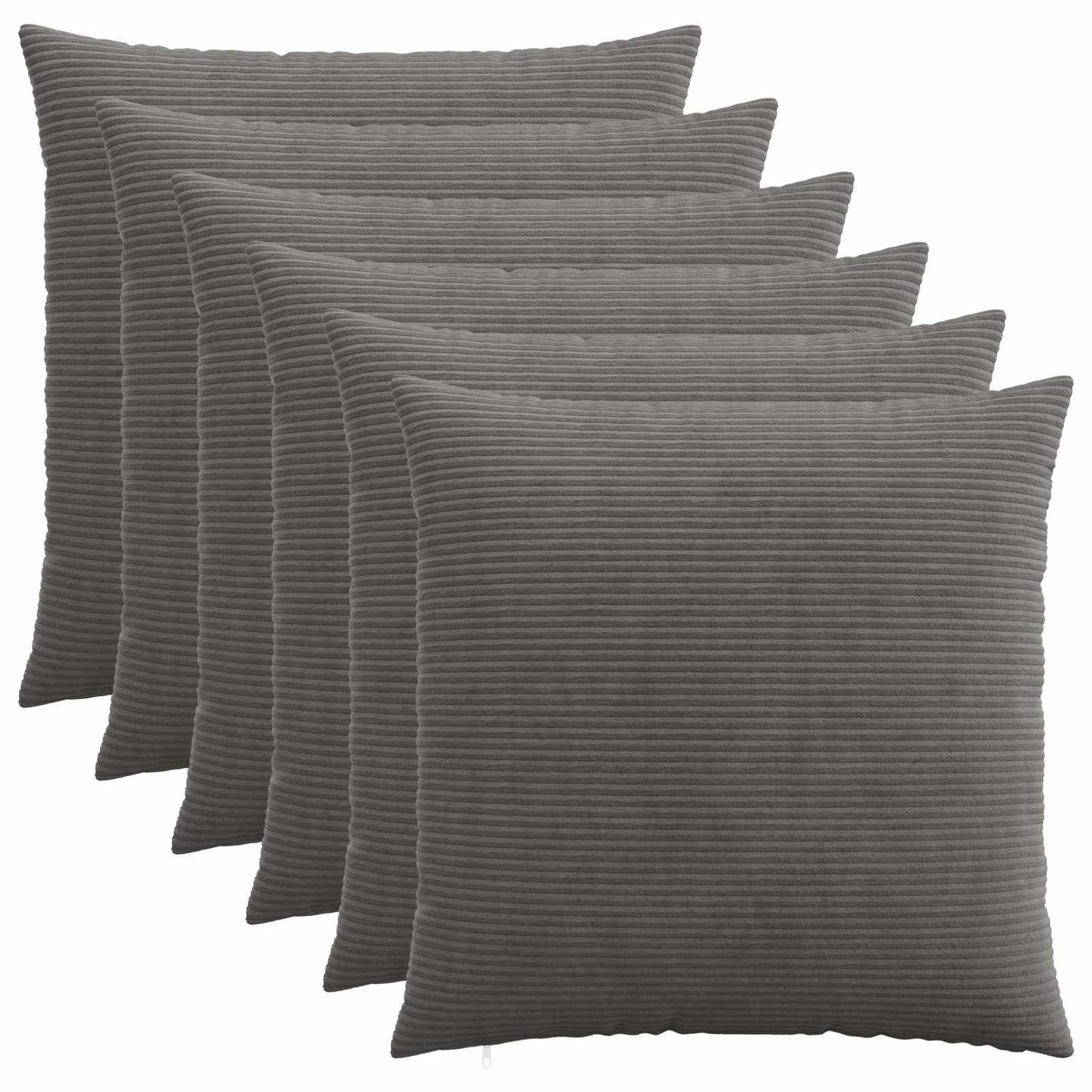 Pudebetræk 6 pcs HEERLEN Mørkegrå 55 x 55 cm cordfløjl