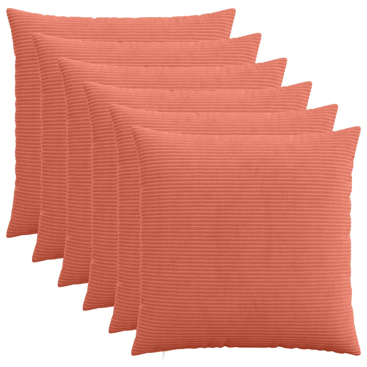 Pudebetræk 6 pcs HEERLEN Rød orange 55 x 55 cm cordfløjl