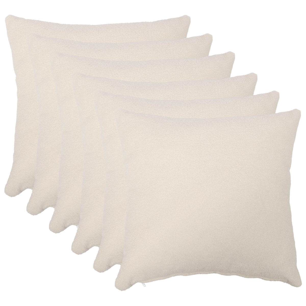 Pudebetræk 6 pcs HEERLEN Cremefarvet 55 x 55 cm Bouclé