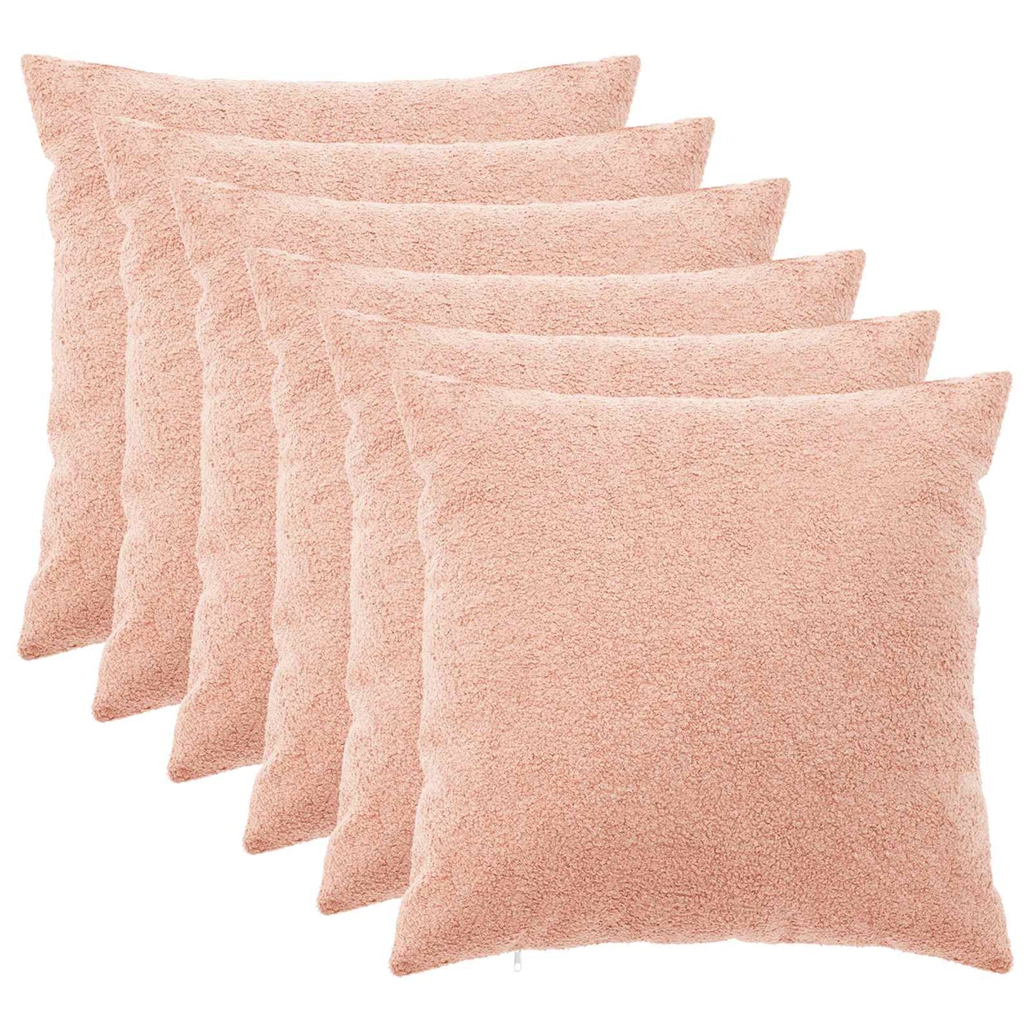 Pudebetræk 6 pcs HEERLEN Lyserød 55 x 55 cm Bouclé
