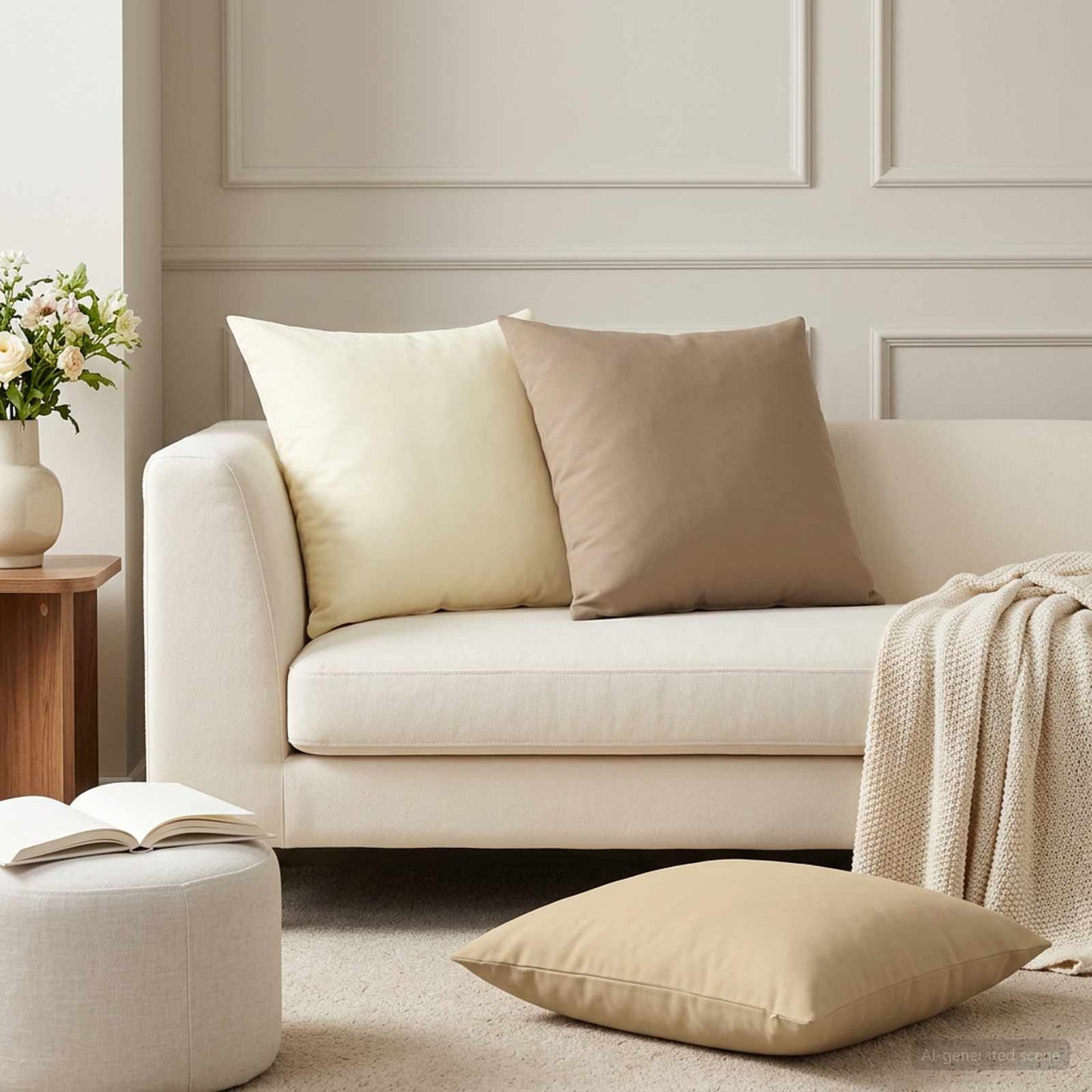 Pudebetræk 2 pcs HEERLEN Beige 60 x 60 cm Polyester