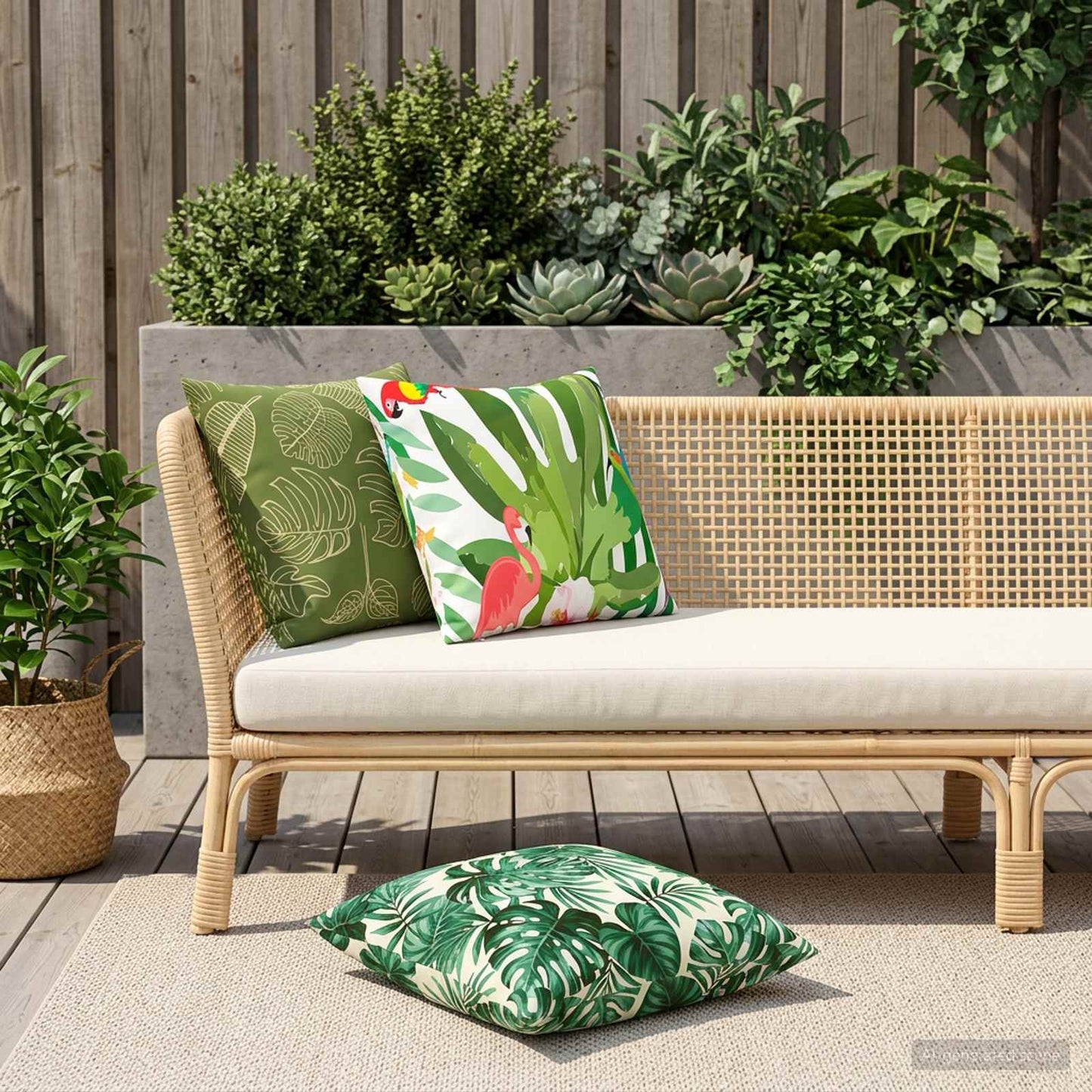 Pudebetræk 2 pcs HEERLEN Bladdesign 60 x 60 cm Polyester