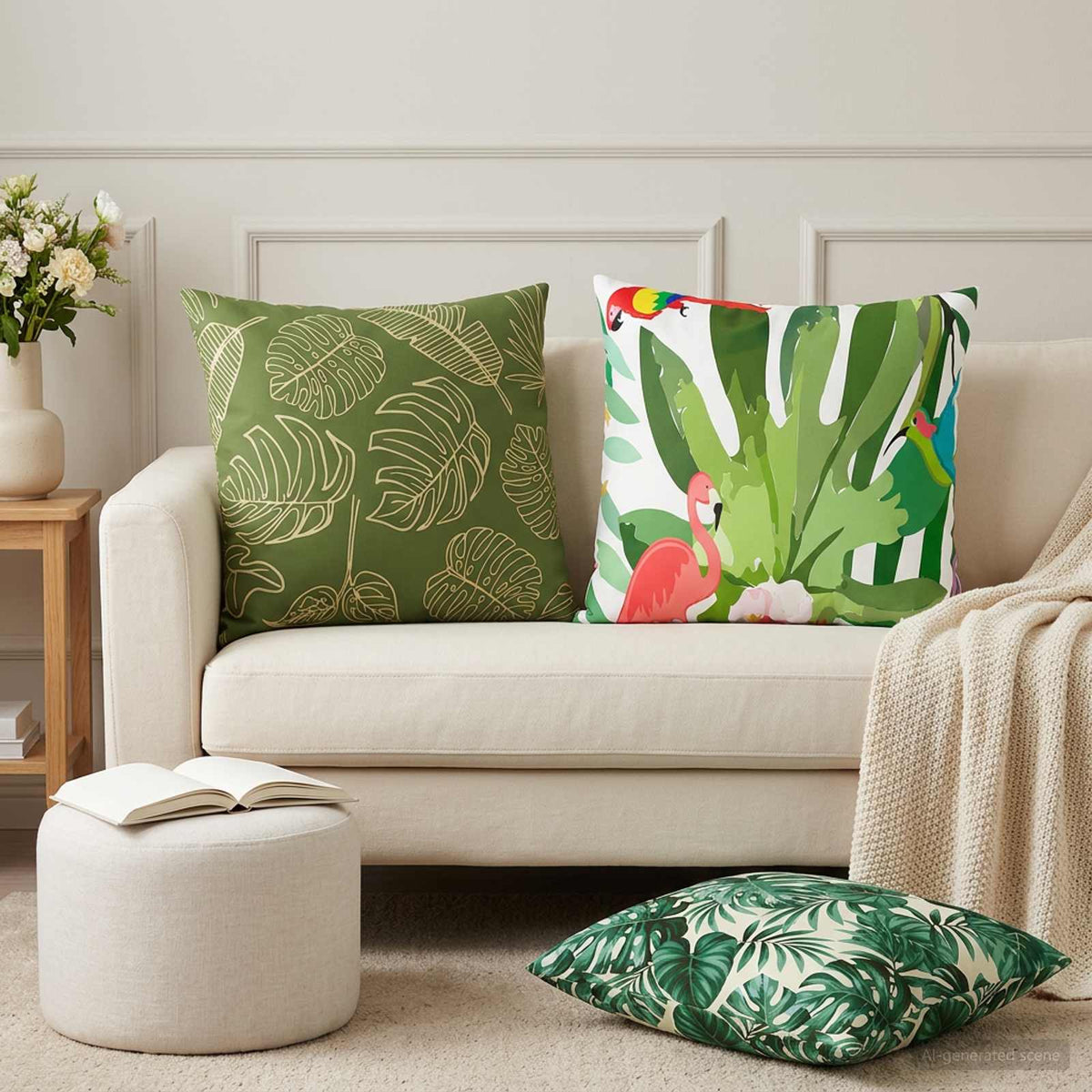Pudebetræk 6 pcs HEERLEN Bladmønster 60 x 60 cm Polyester