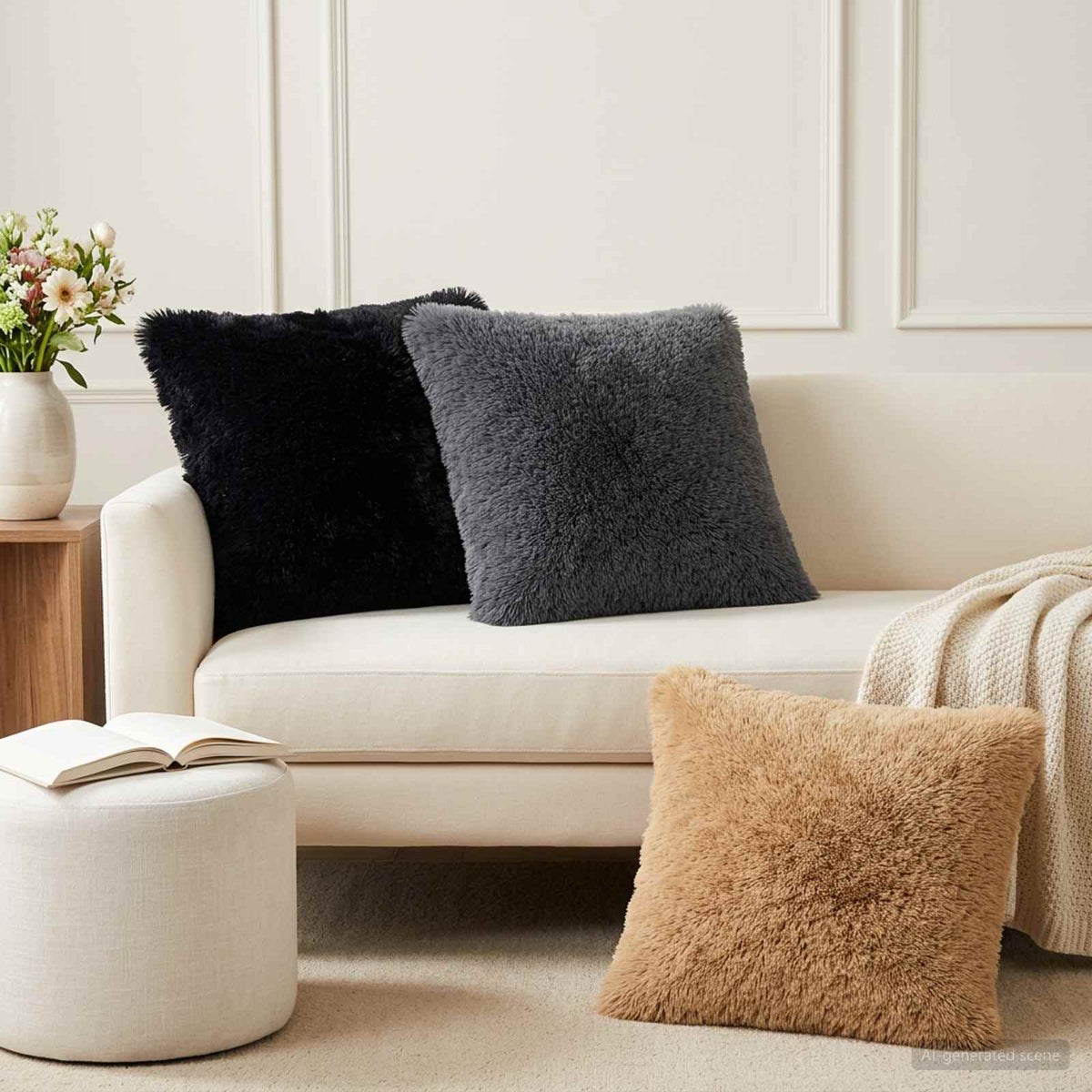 Pudebetræk 6 pcs HEERLEN Antracit 55 x 55 cm PV Fleece