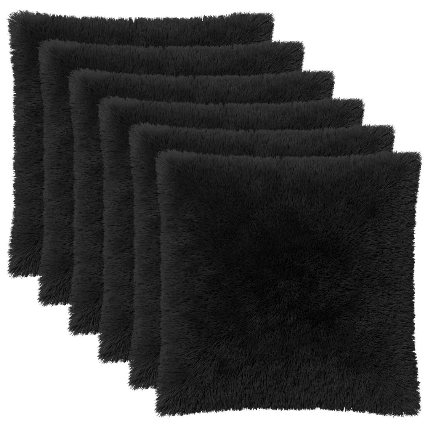 Pudebetræk 6 pcs HEERLEN Sort 55 x 55 cm PV Fleece
