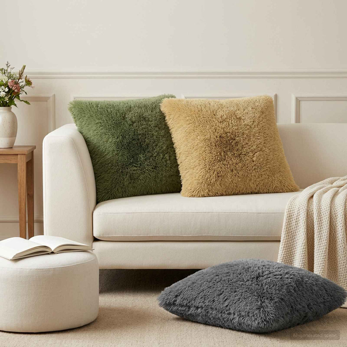 Pudebetræk 6 pcs HEERLEN Lysegrå 60 x 60 cm PV Fleece