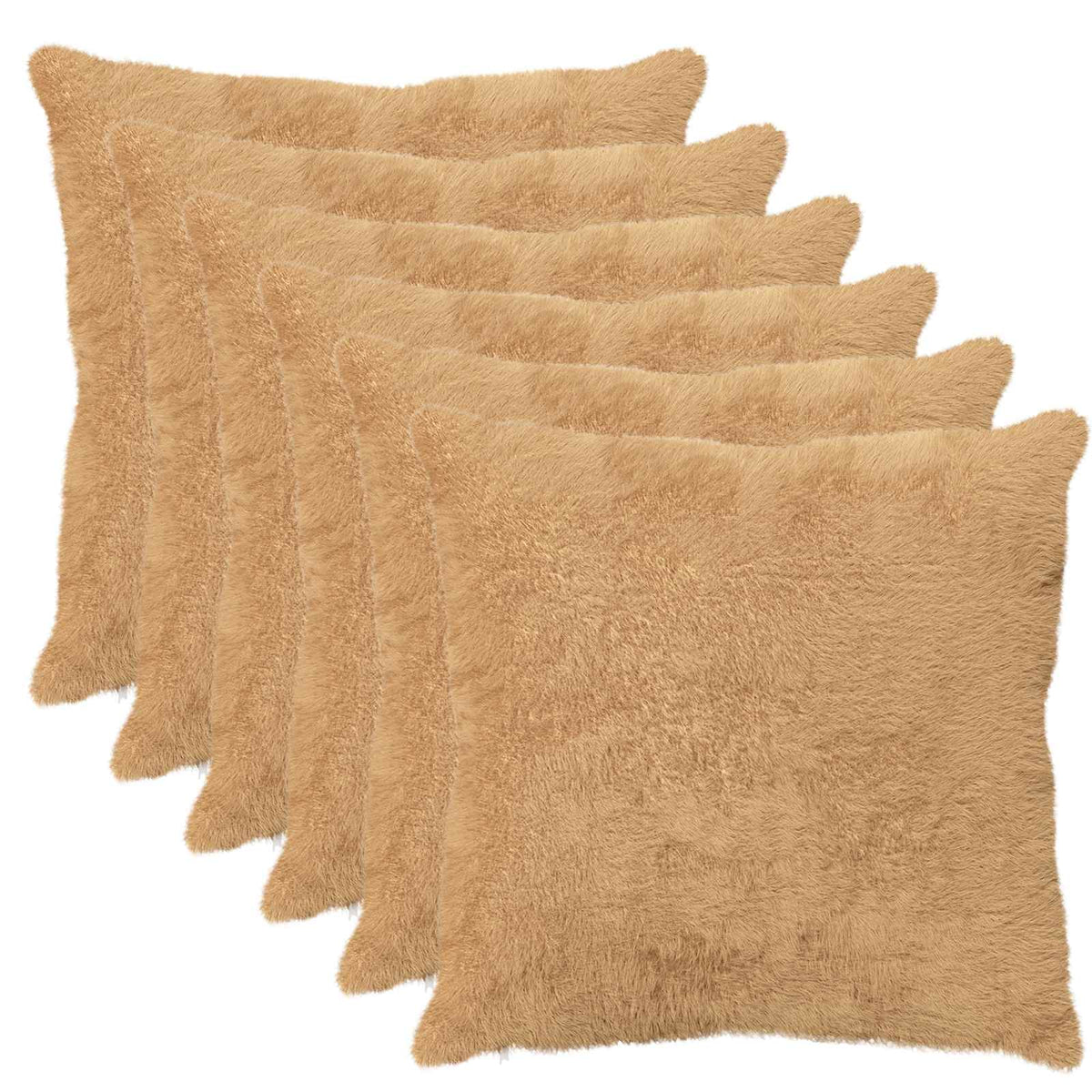 Pudebetræk 6 stk. HEERLEN Gråbrun 55 x 55 cm Faux Kanin Pels