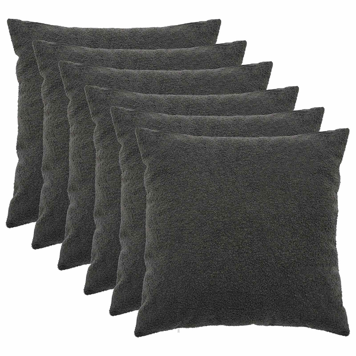 Pudebetræk 6 pcs HEERLEN Mørkegrå 60 x 60 cm Bouclé