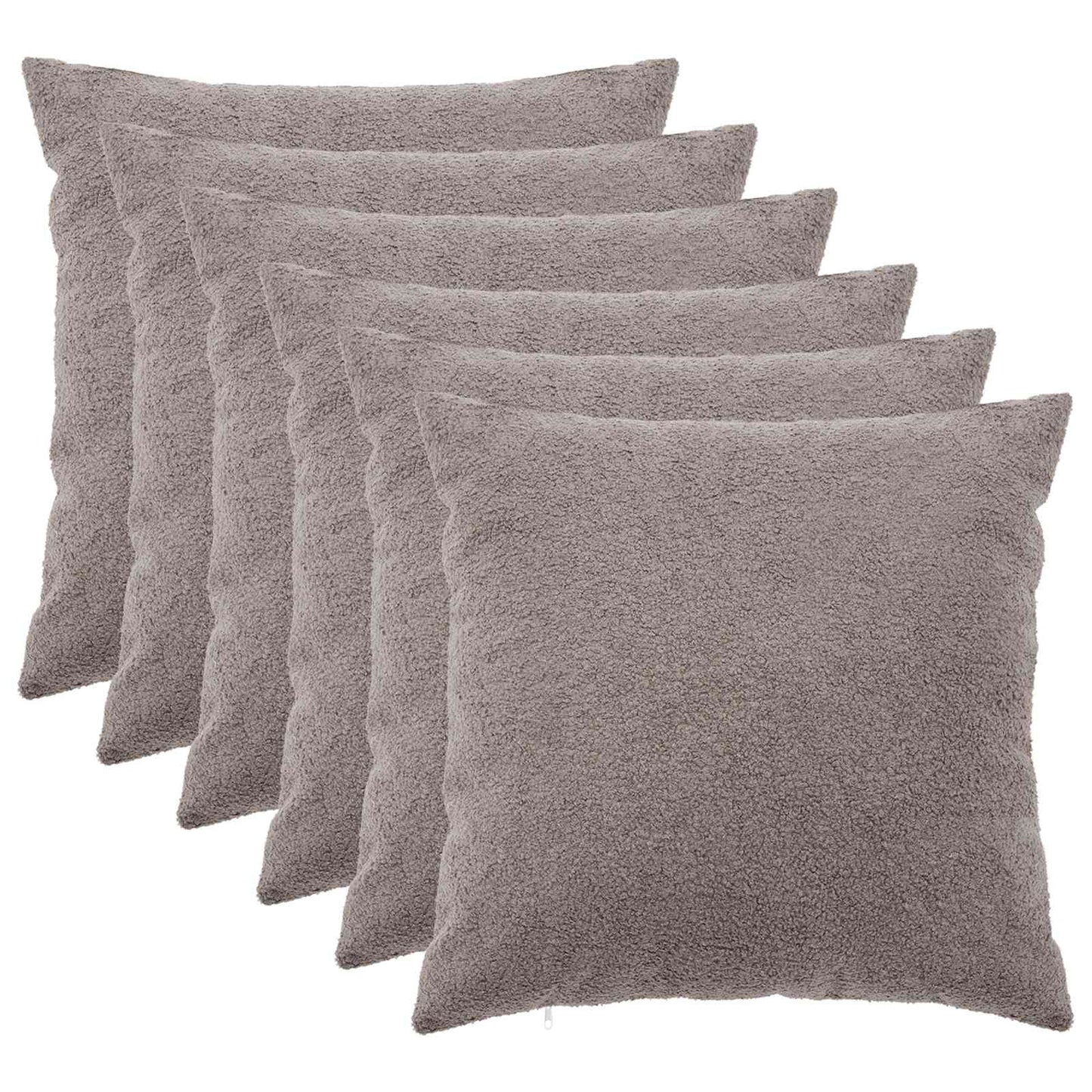 Pudebetræk 6 pcs HEERLEN Lysegrå 65 x 65 cm Bouclé