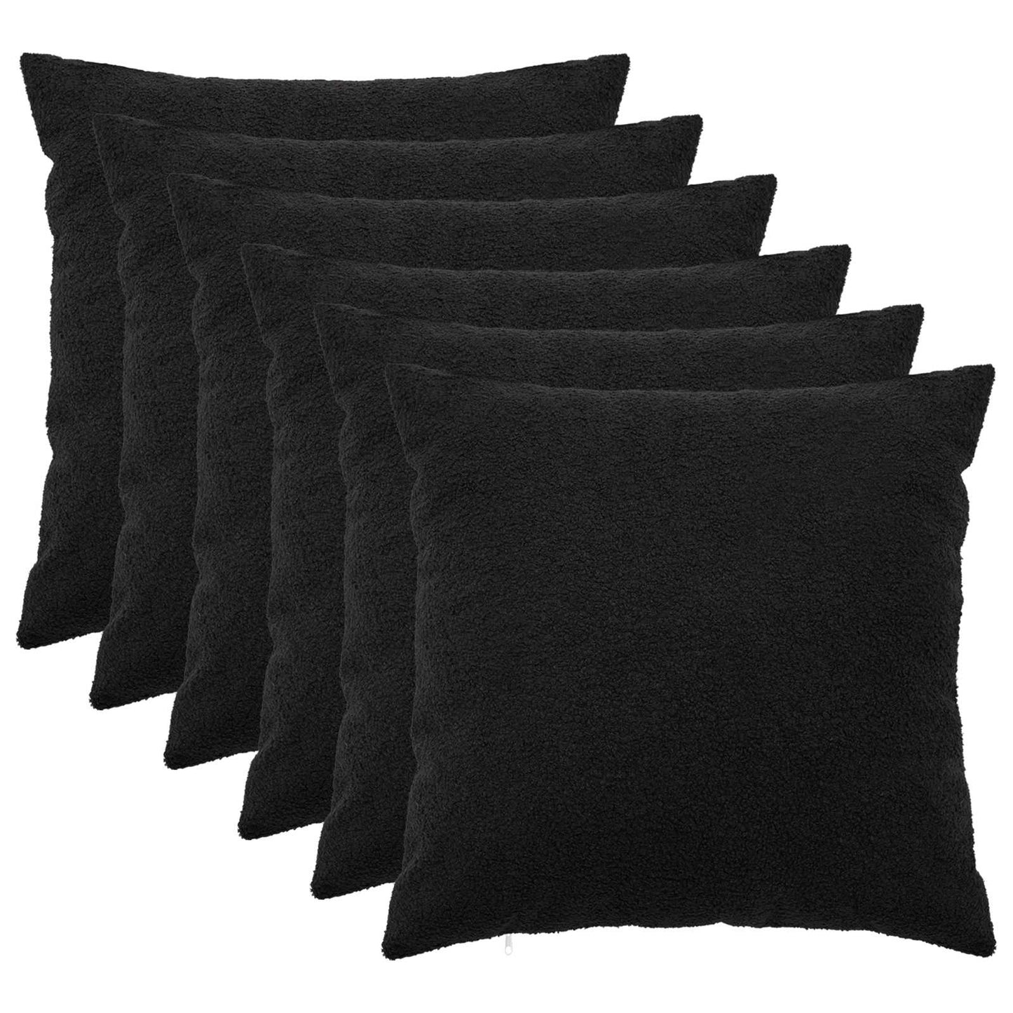Pudebetræk 6 pcs HEERLEN Sort 65 x 65 cm Bouclé