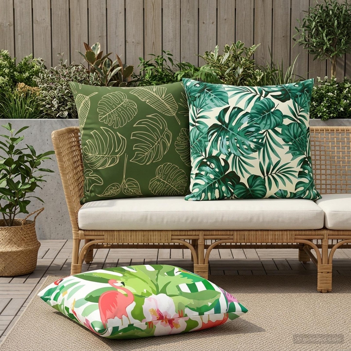 Pudebetræk 6 pcs HEERLEN Bladmønster 80 x 80 cm Polyester