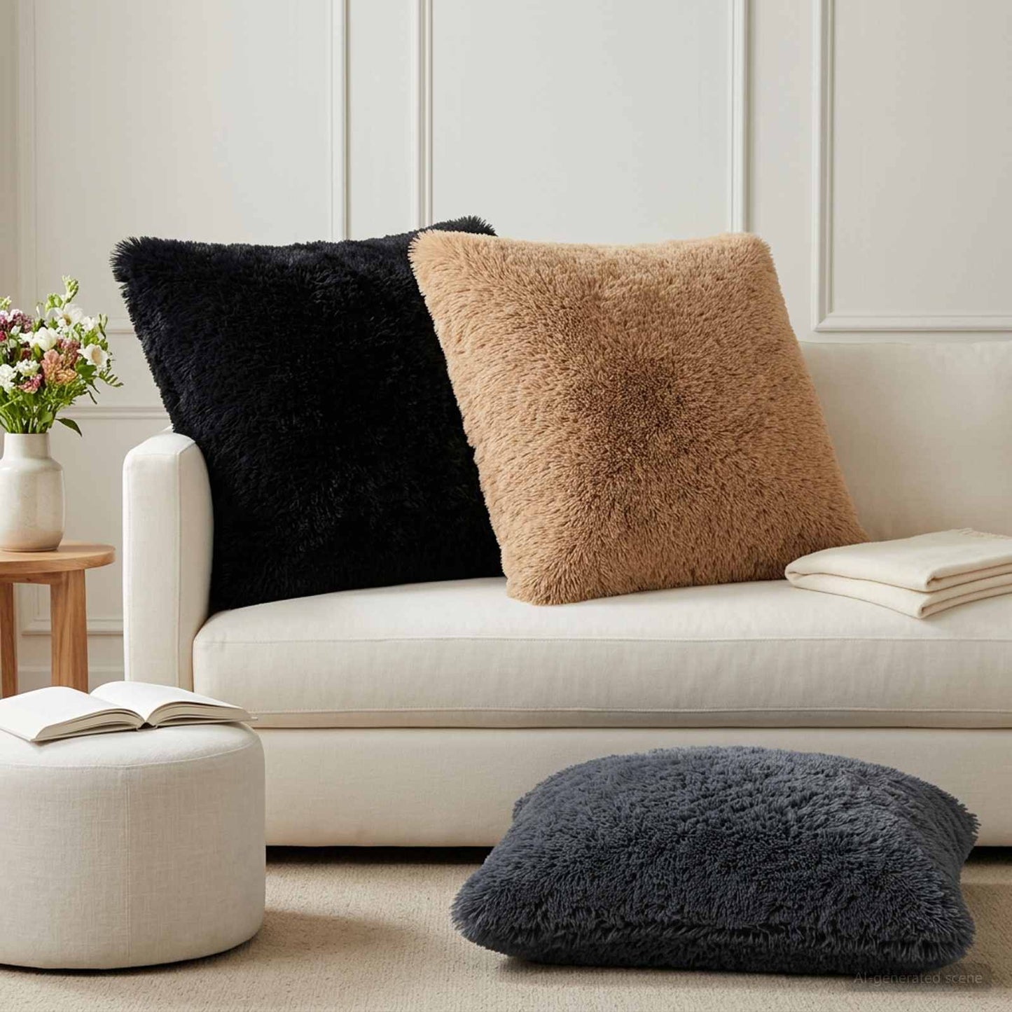 Pudebetræk 6 pcs HEERLEN Gråbrun 65 x 65 cm PV Fleece