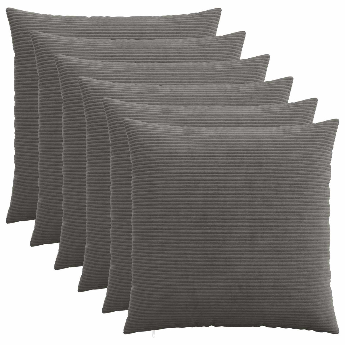 Pudebetræk 6 pcs HEERLEN Mørkegrå 70 x 70 cm cordfløjl