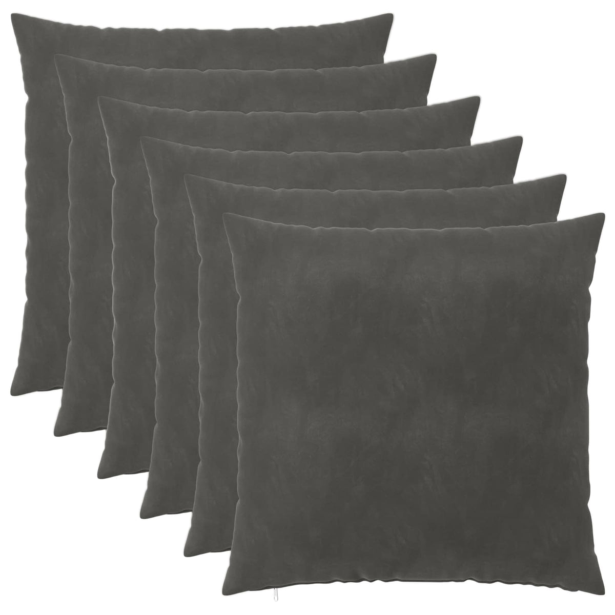 Pudebetræk 6 pcs HEERLEN Mørkegrå 80 x 80 cm Fløjl