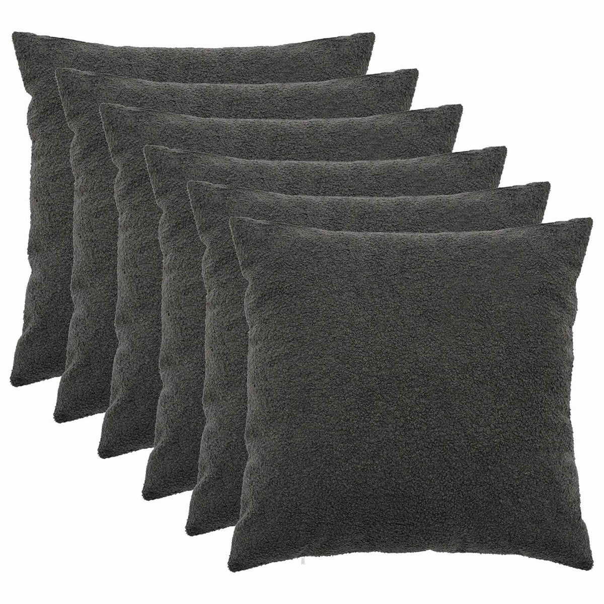 Pudebetræk 6 pcs HEERLEN Mørkegrå 80 x 80 cm Bouclé