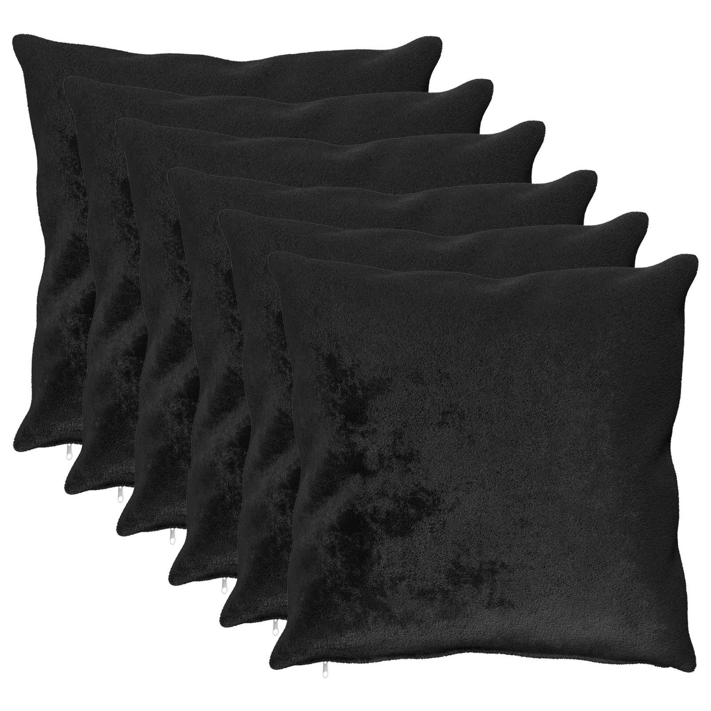 Pudebetræk 6 pcs HEERLEN Sort 80 x 80 cm Flannel