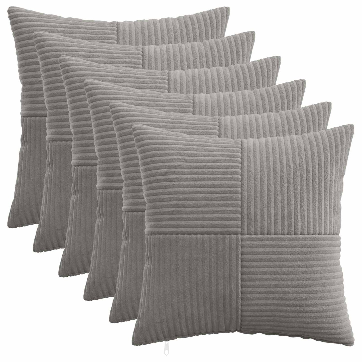 Pudebetræk 6 pcs ALMELO Lysegrå 30 x 30 cm cordfløjl