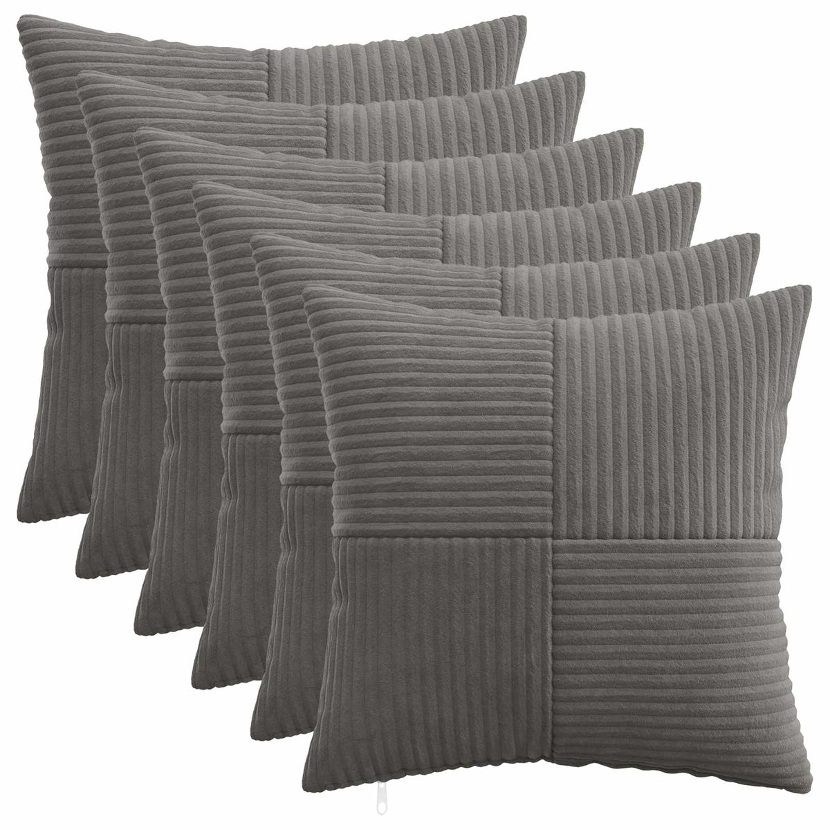 Pudebetræk 6 pcs ALMELO Mørkegrå 30 x 30 cm cordfløjl