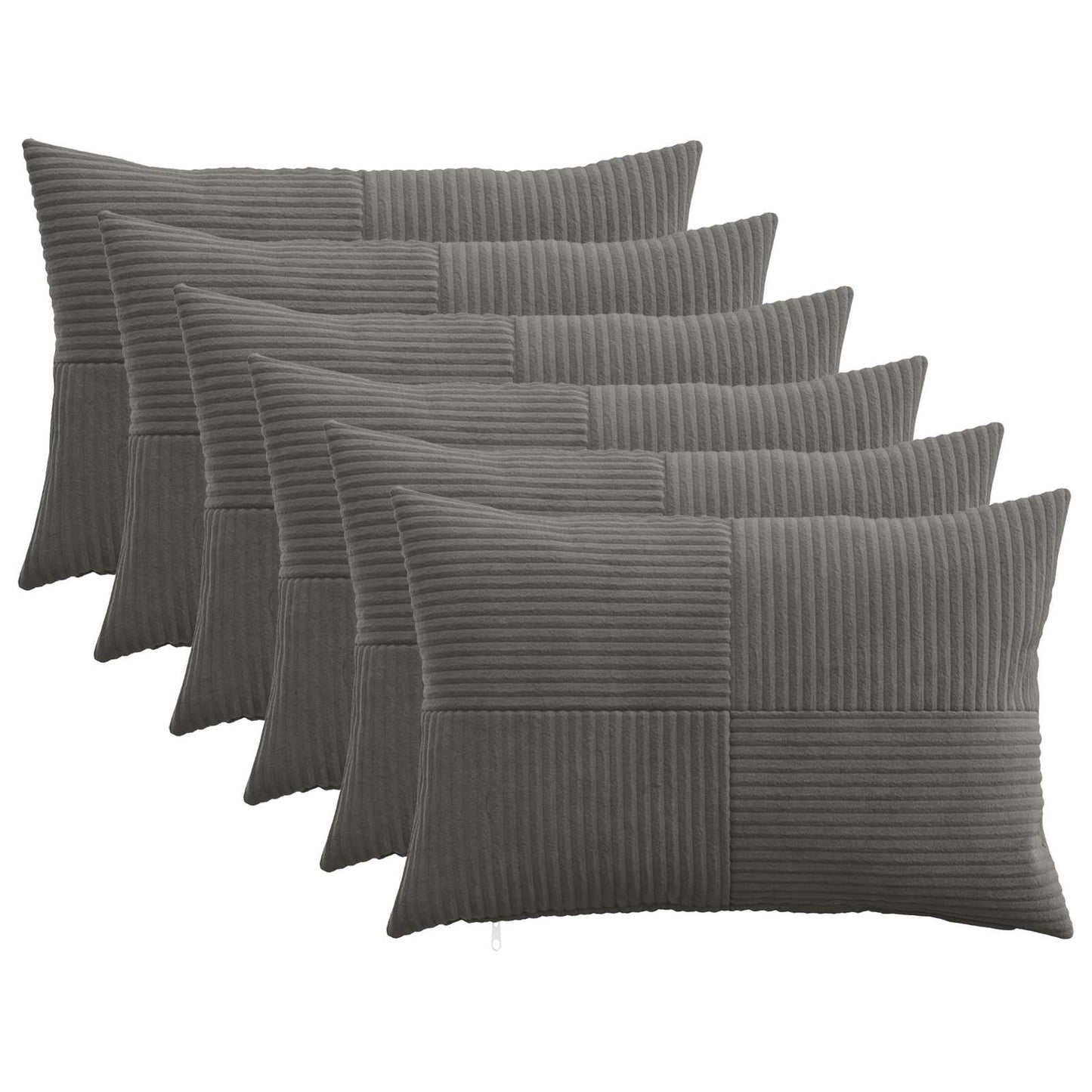 Pudebetræk 6 pcs ALMELO Mørkegrå 40 x 60 cm cordfløjl