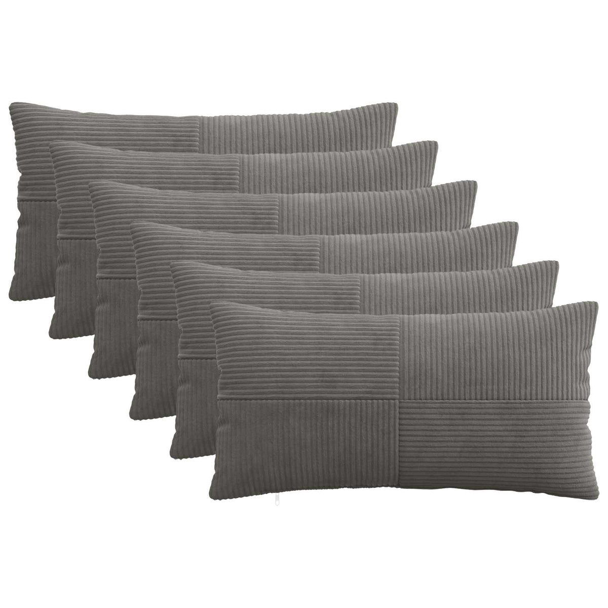 Pudebetræk 6 pcs ALMELO Mørkegrå 40 x 80 cm cordfløjl