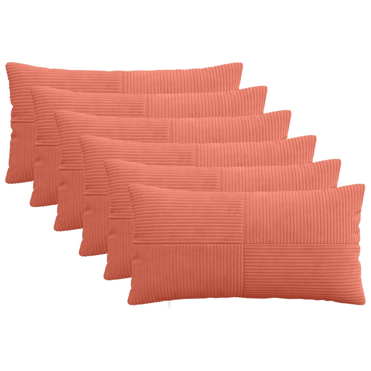 Pudebetræk 6 pcs ALMELO Rød orange 40 x 80 cm cordfløjl