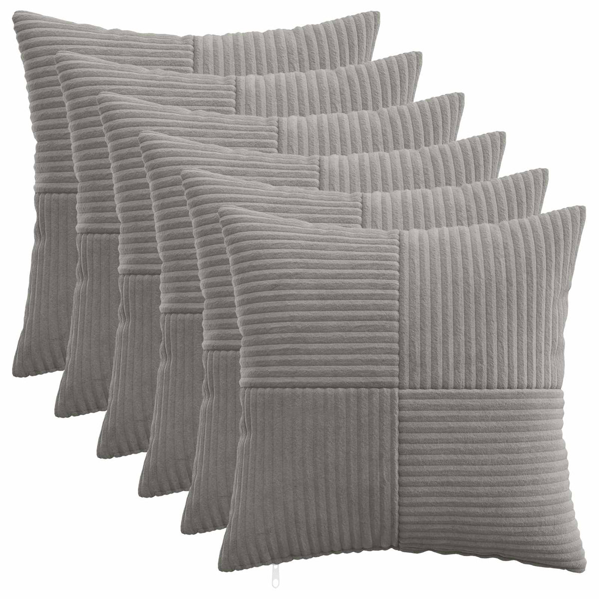Pudebetræk 6 pcs ALMELO Lysegrå 45 x 45 cm cordfløjl