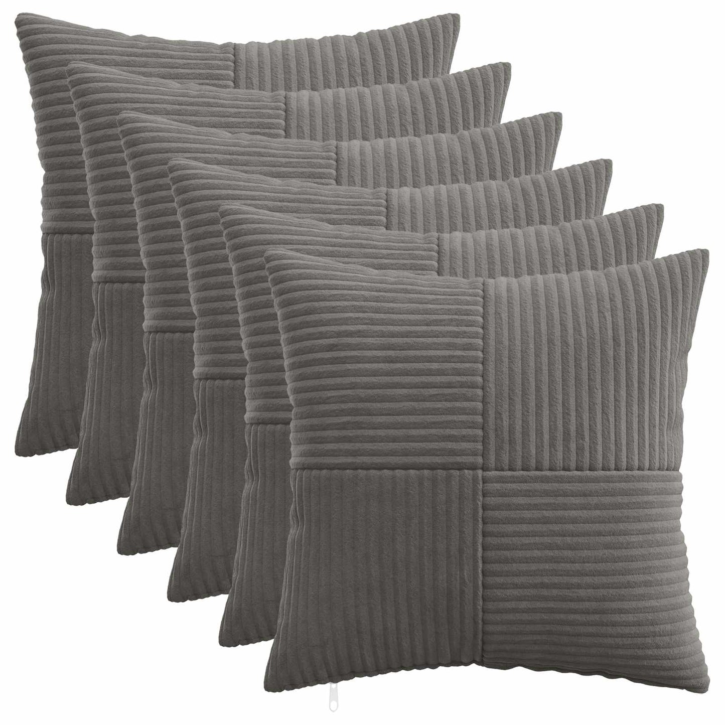 Pudebetræk 6 pcs ALMELO Mørkegrå 45 x 45 cm cordfløjl