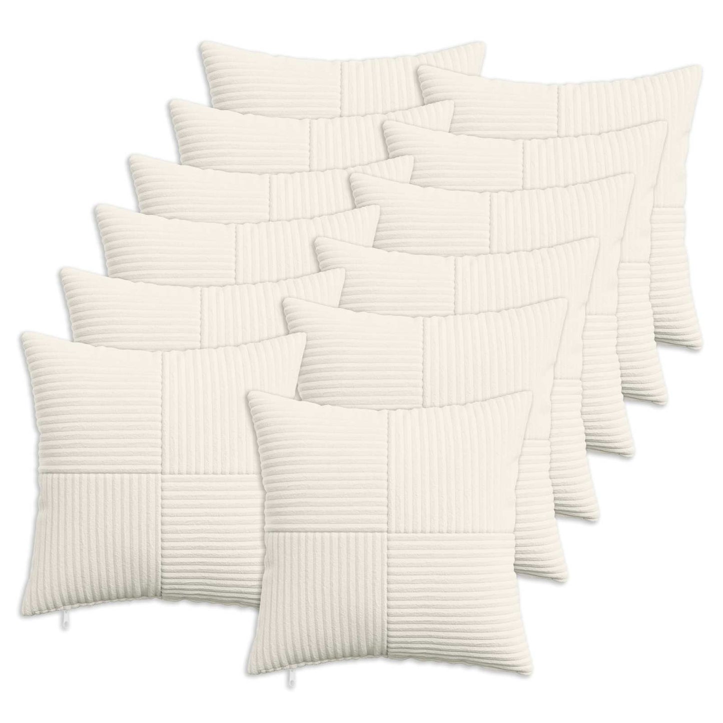 Pudebetræk 12 pcs ALMELO Cremefarvet 45 x 45 cm cordfløjl