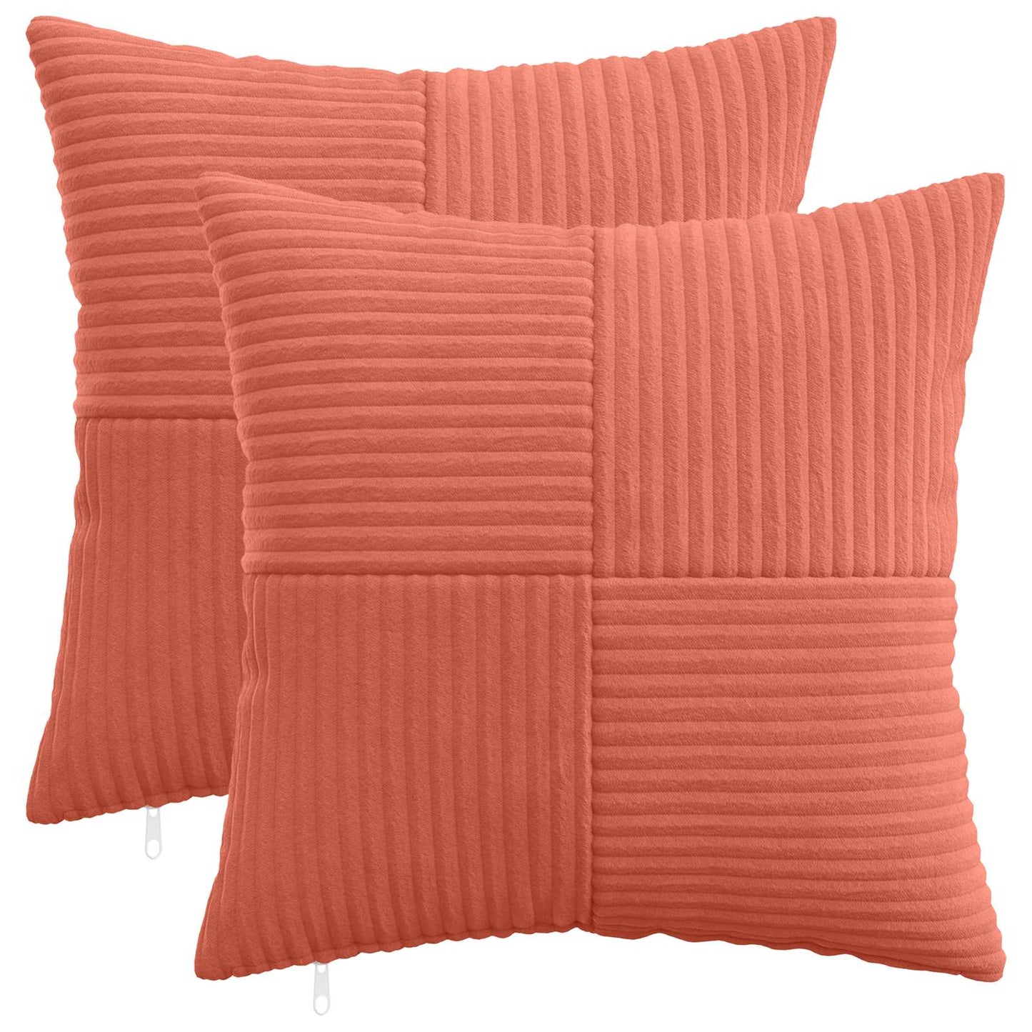 Pudebetræk 2 pcs ALMELO Rød orange 45 x 45 cm cordfløjl