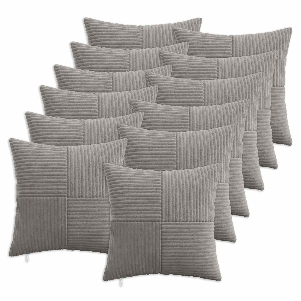 Pudebetræk 12 pcs ALMELO Lysegrå 50 x 50 cm cordfløjl