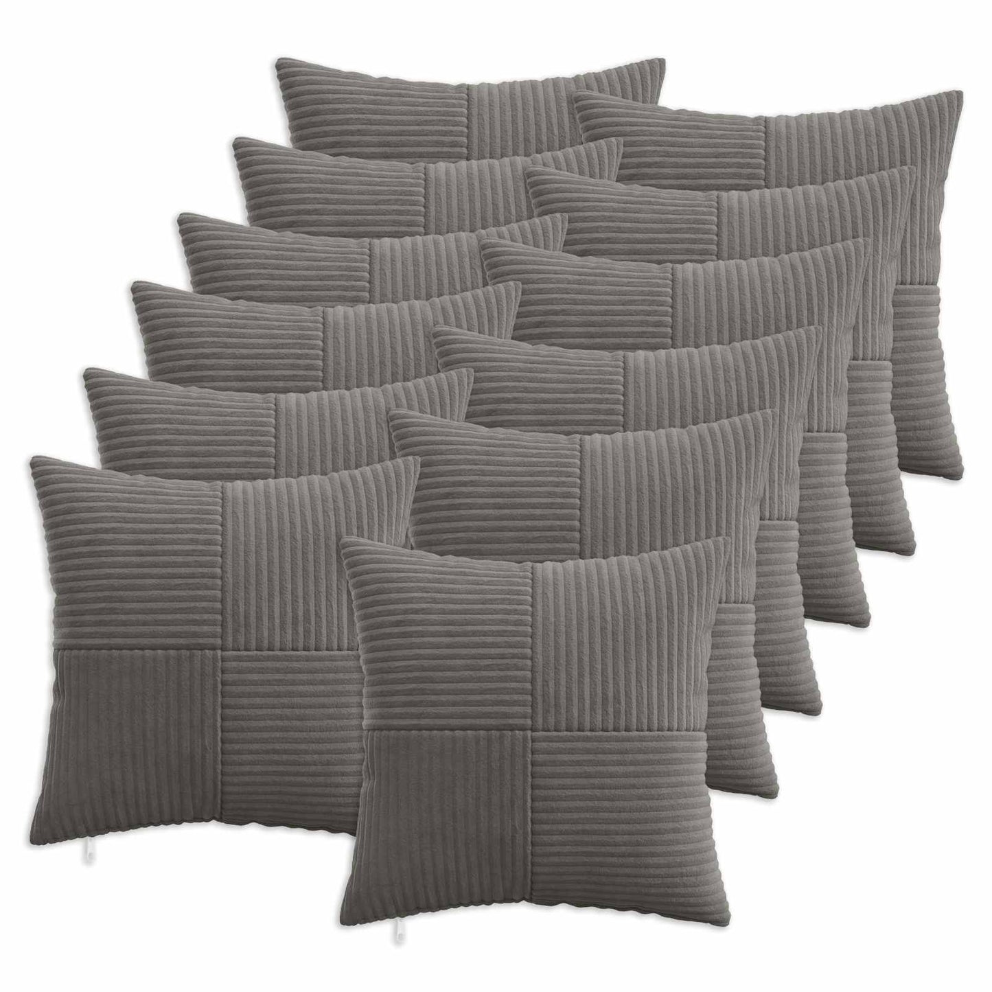 Pudebetræk 12 pcs ALMELO Mørkegrå 50 x 50 cm cordfløjl