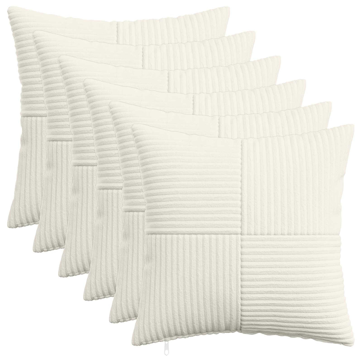 Pudebetræk 6 pcs ALMELO Cremefarvet 50 x 50 cm cordfløjl