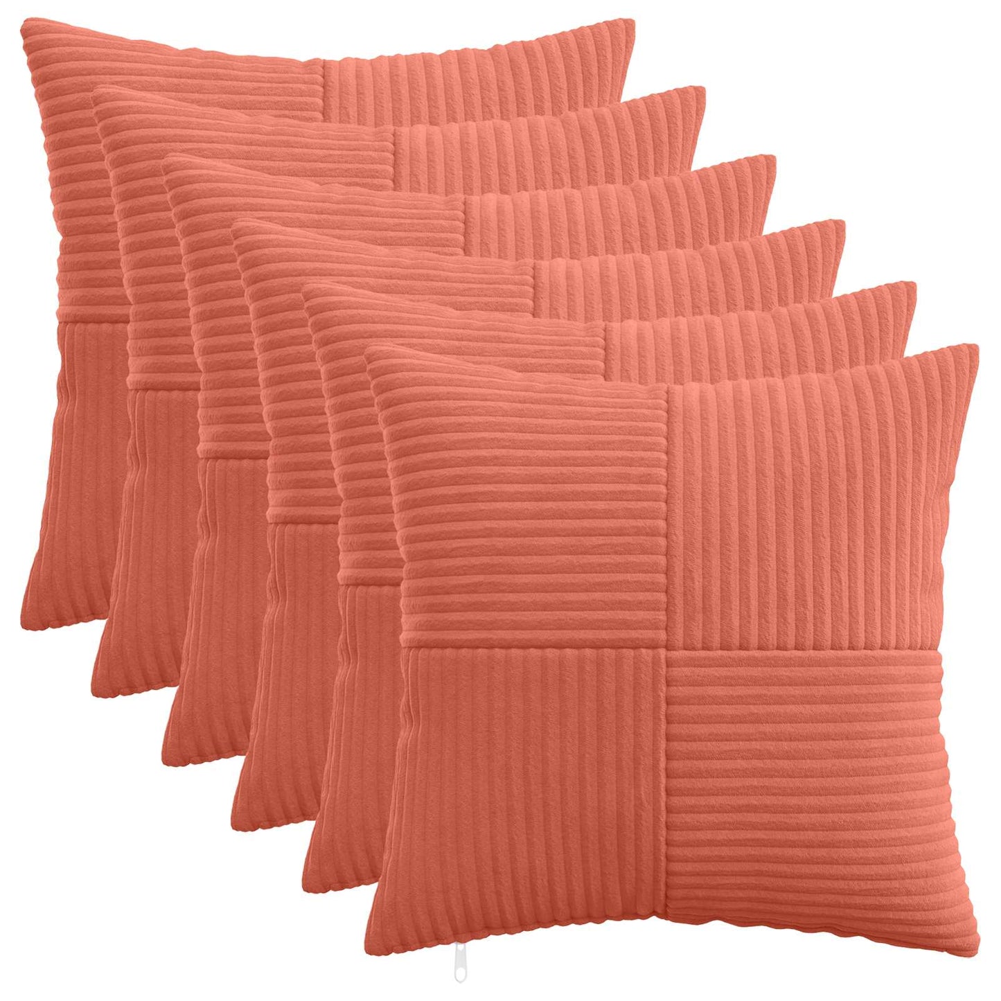 Pudebetræk 6 pcs ALMELO Rød orange 50 x 50 cm cordfløjl