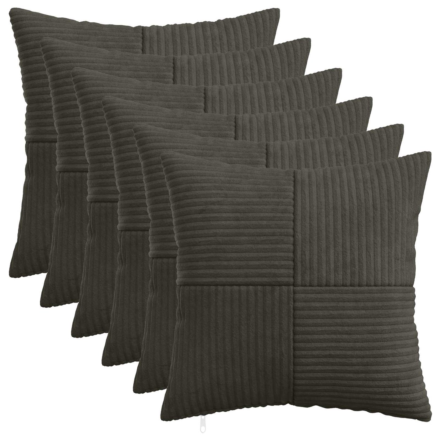 Pudebetræk 6 pcs ALMELO Antracit 50 x 50 cm cordfløjl