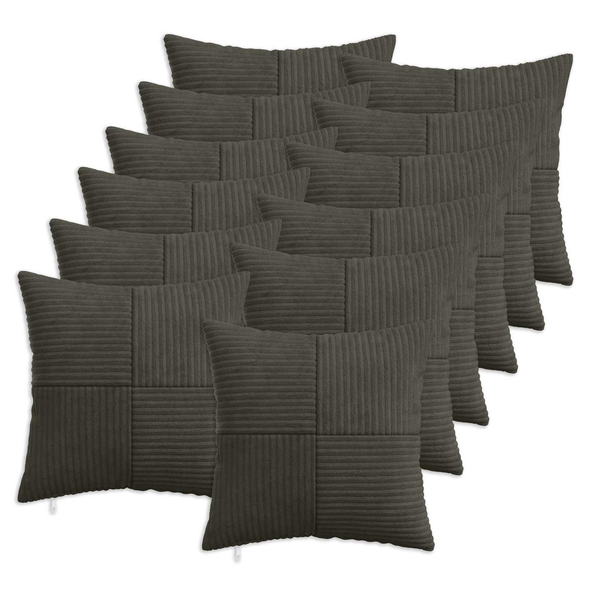 Pudebetræk 12 pcs ALMELO Antracit 50 x 50 cm cordfløjl